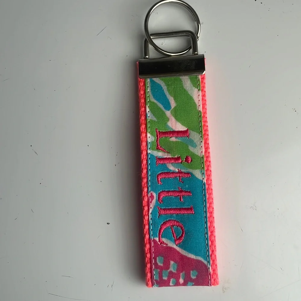 Keychain little fabric sorority sister pink colorful